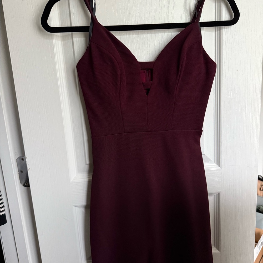 B Darlin Strapless Dress in Deep Burgundy